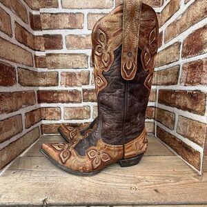 Old Gringo Brown and Tan Heeled Boots size 9
